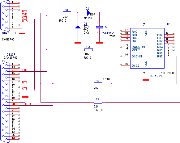 PIC16C84 programmer schematic