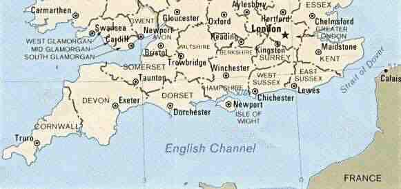 Mapa jihu Anglie